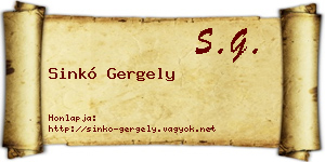 Sinkó Gergely névjegykártya
