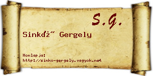 Sinkó Gergely névjegykártya